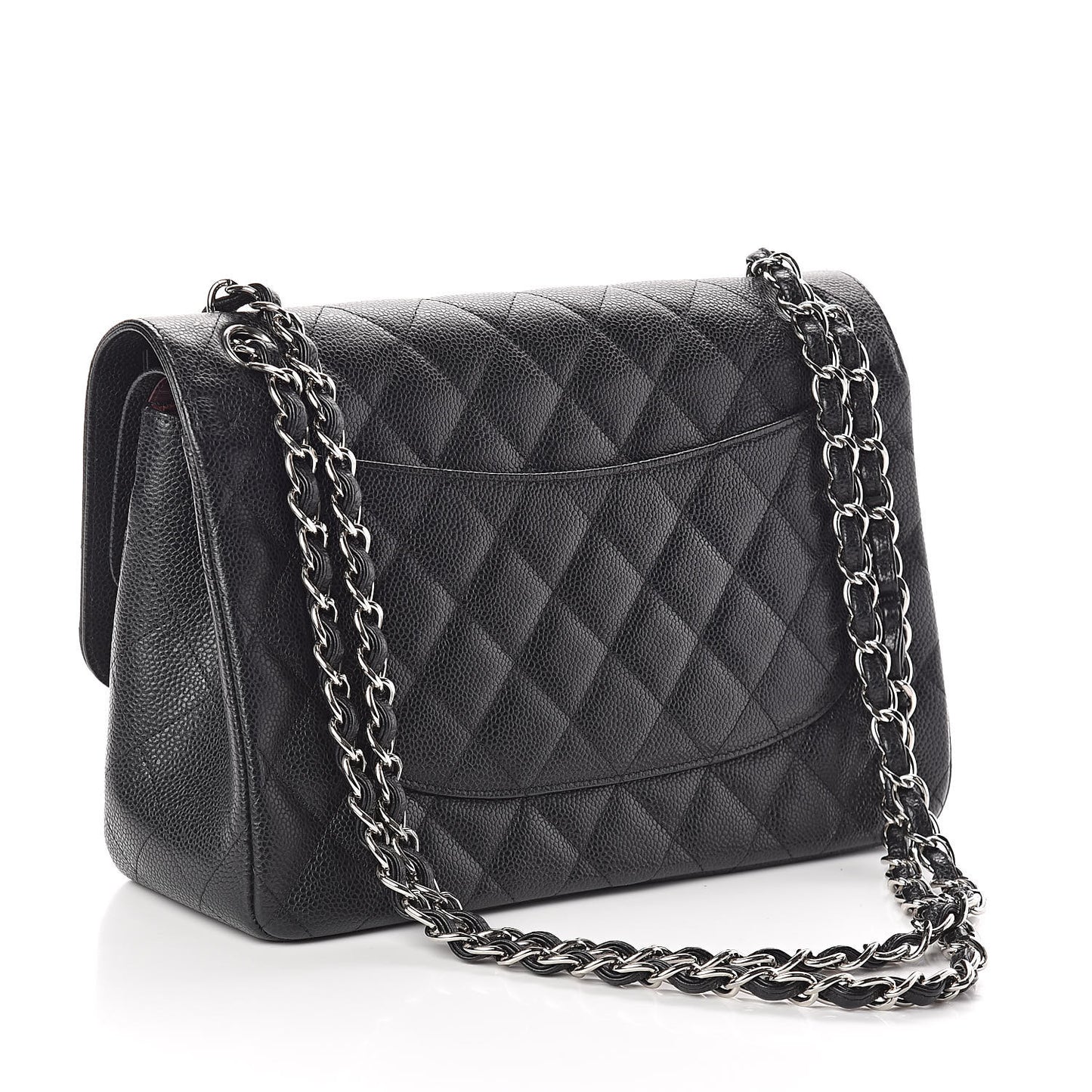 Caviar Quilted Jumbo Double Flap Black