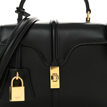 Celine Satinated Calfskin Mini 16 Top Handle Bag Black 9 of 12