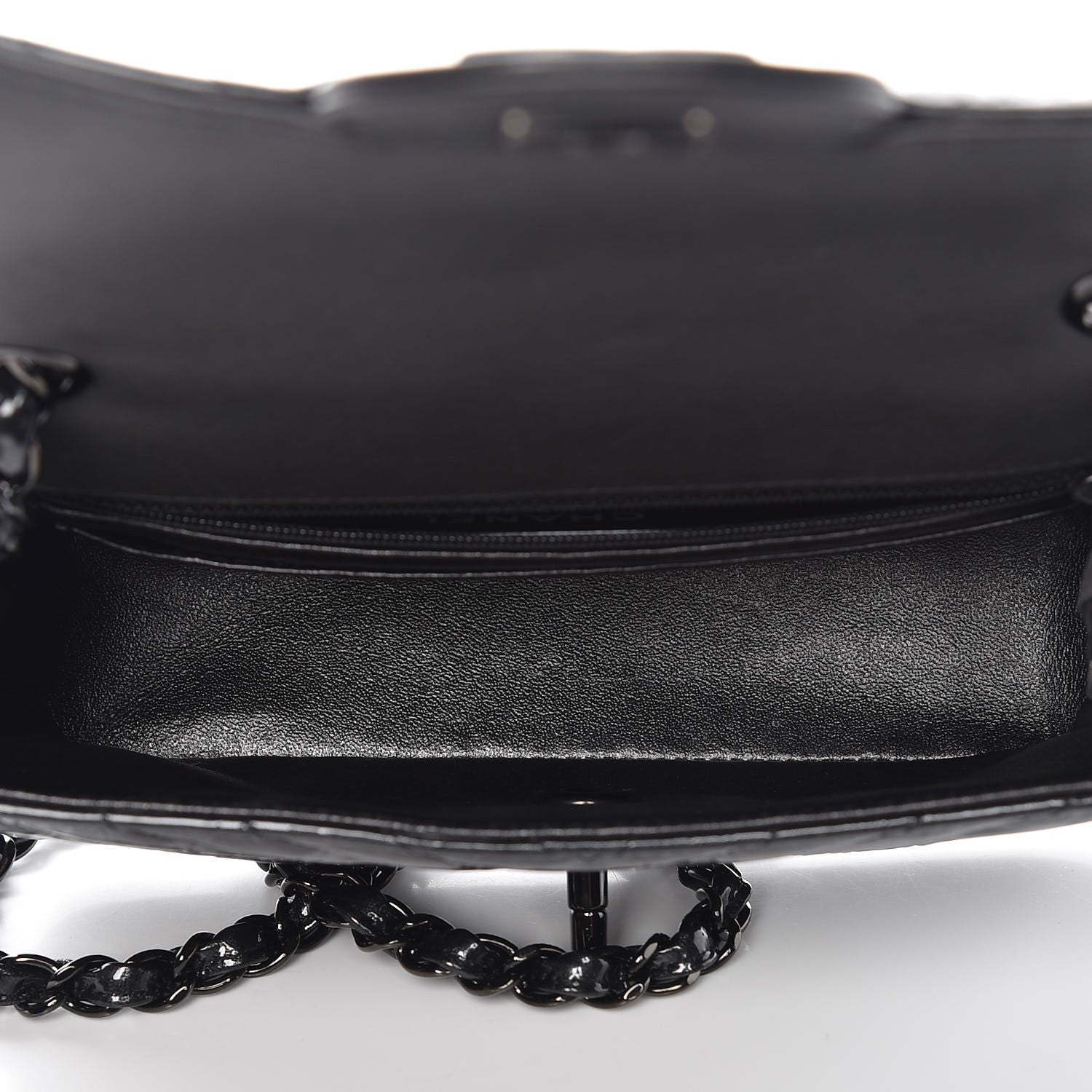 Chanel Patent Metallic Crumpled Calfskin Chevron Quilted Mini Rectangular Flap So Black 5 of 11