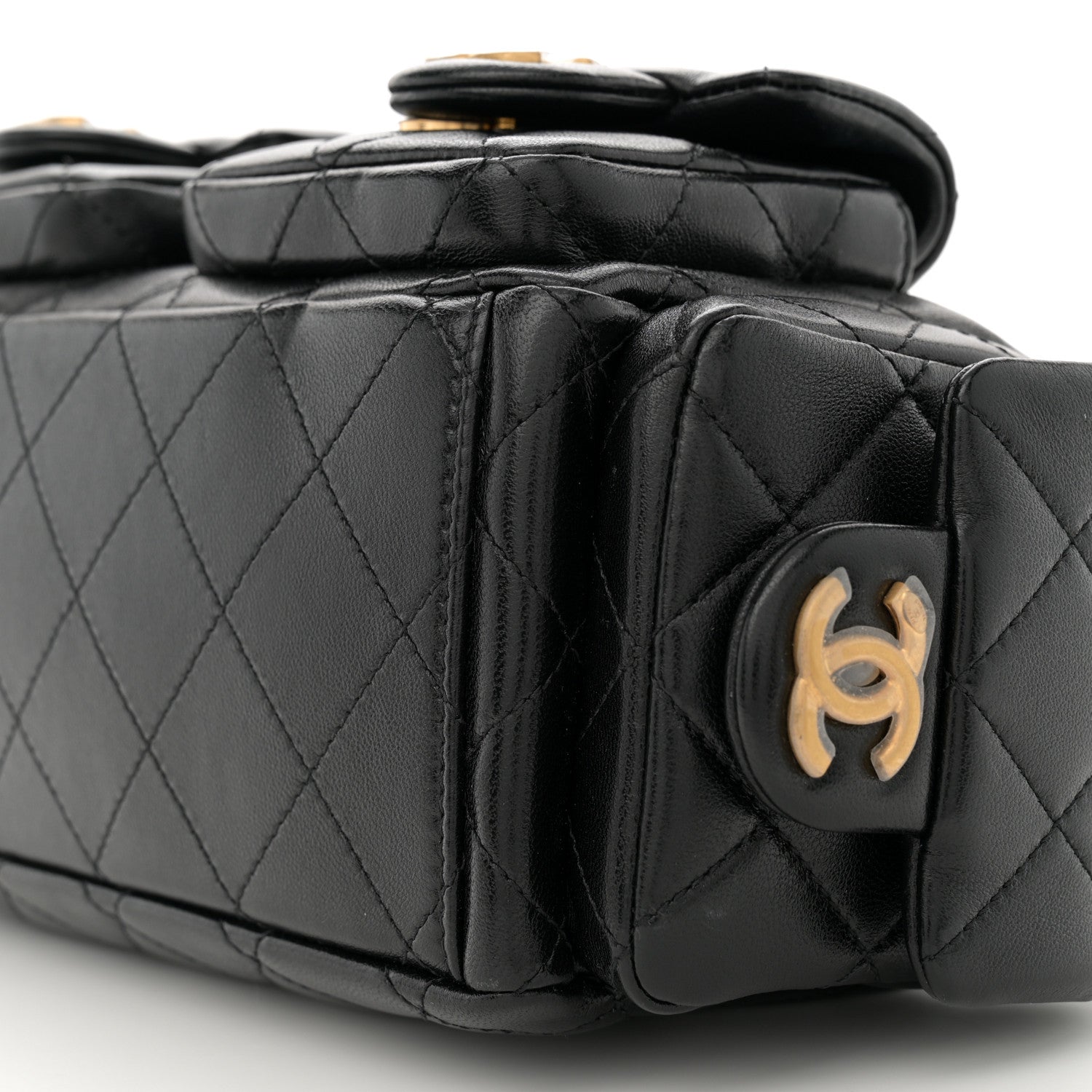 Chanel Shiny Lambskin Quilted Trendy Pockets Hobo Black 10 of 11