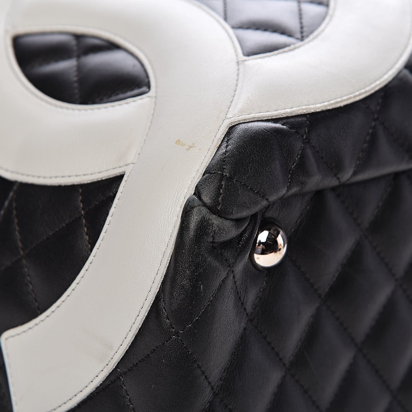 Calfskin Quilted Large Cambon Bag Black