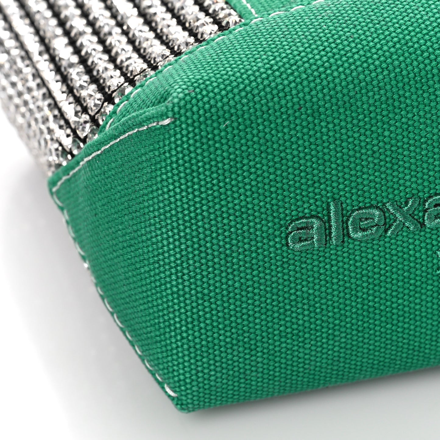 Mesh Crystal Rhinestone Mini Cruiser Tote Green Silver