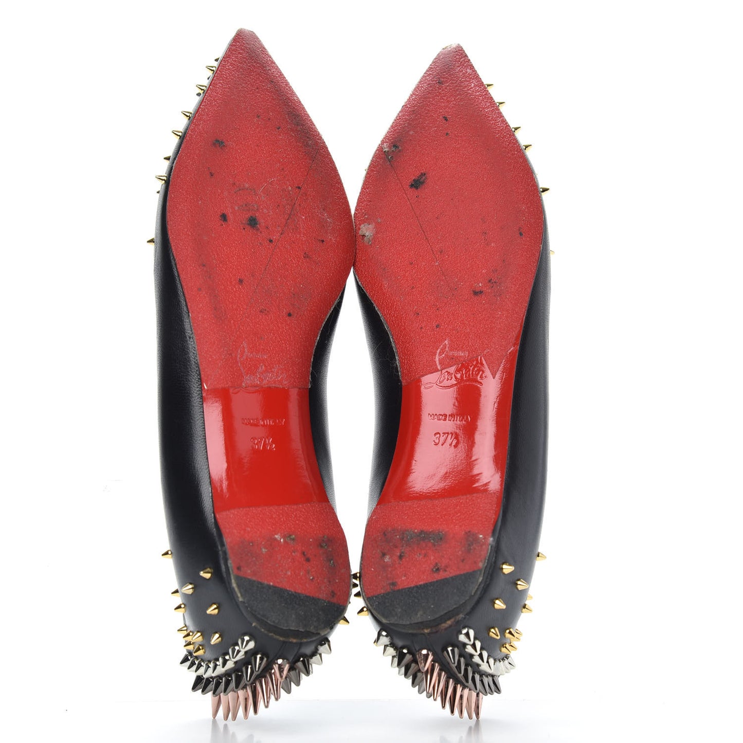 Shiny Nappa Goldoflat Spikes Flats 37.5 Black