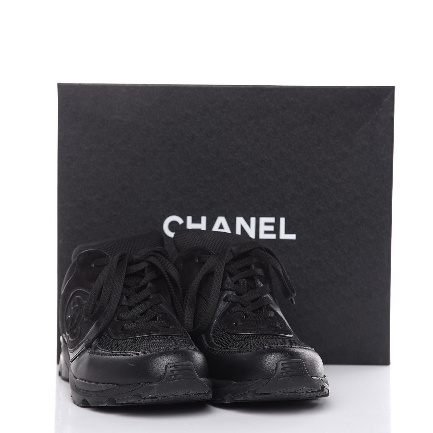 Chanel Toile Suede Calfskin CC Sneakers 39 Black 11 of 11