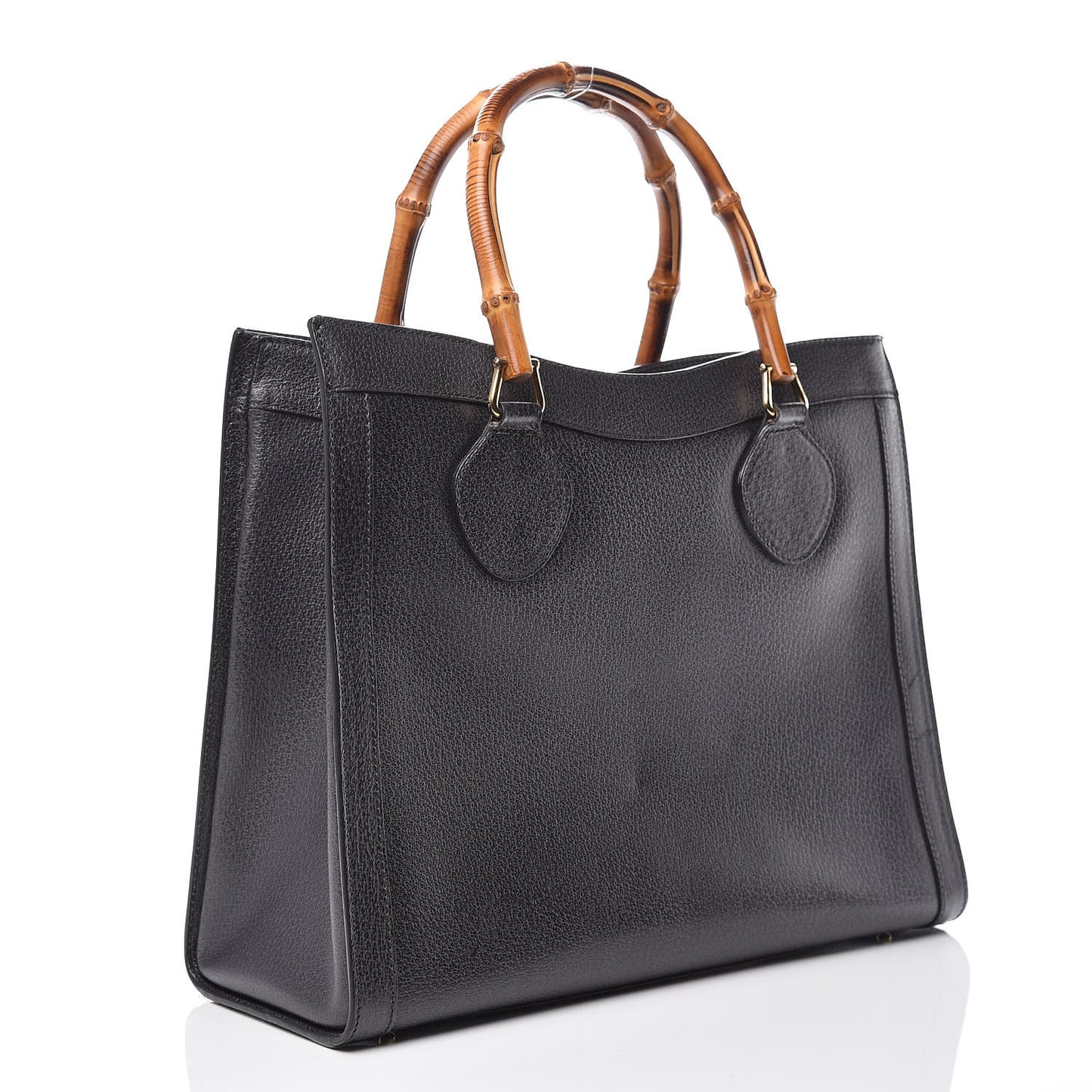 Calfskin Bamboo Top Handle Tote Dark Grey