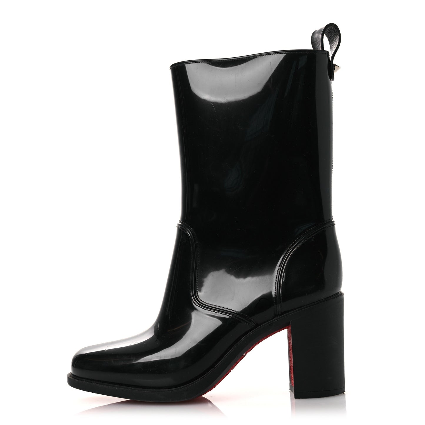 Recycled PVC Calfskin Loubirain 70 Boots 37 Black