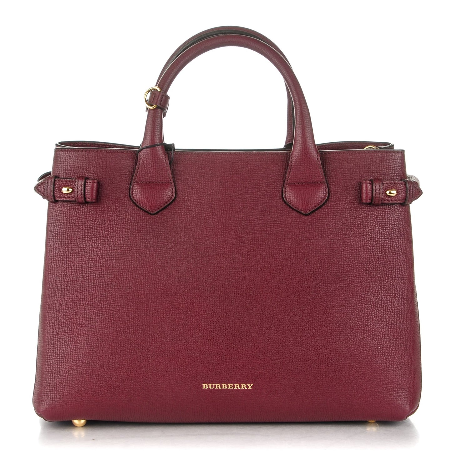 Calfskin House Check Medium Banner Tote Mahogany Red
