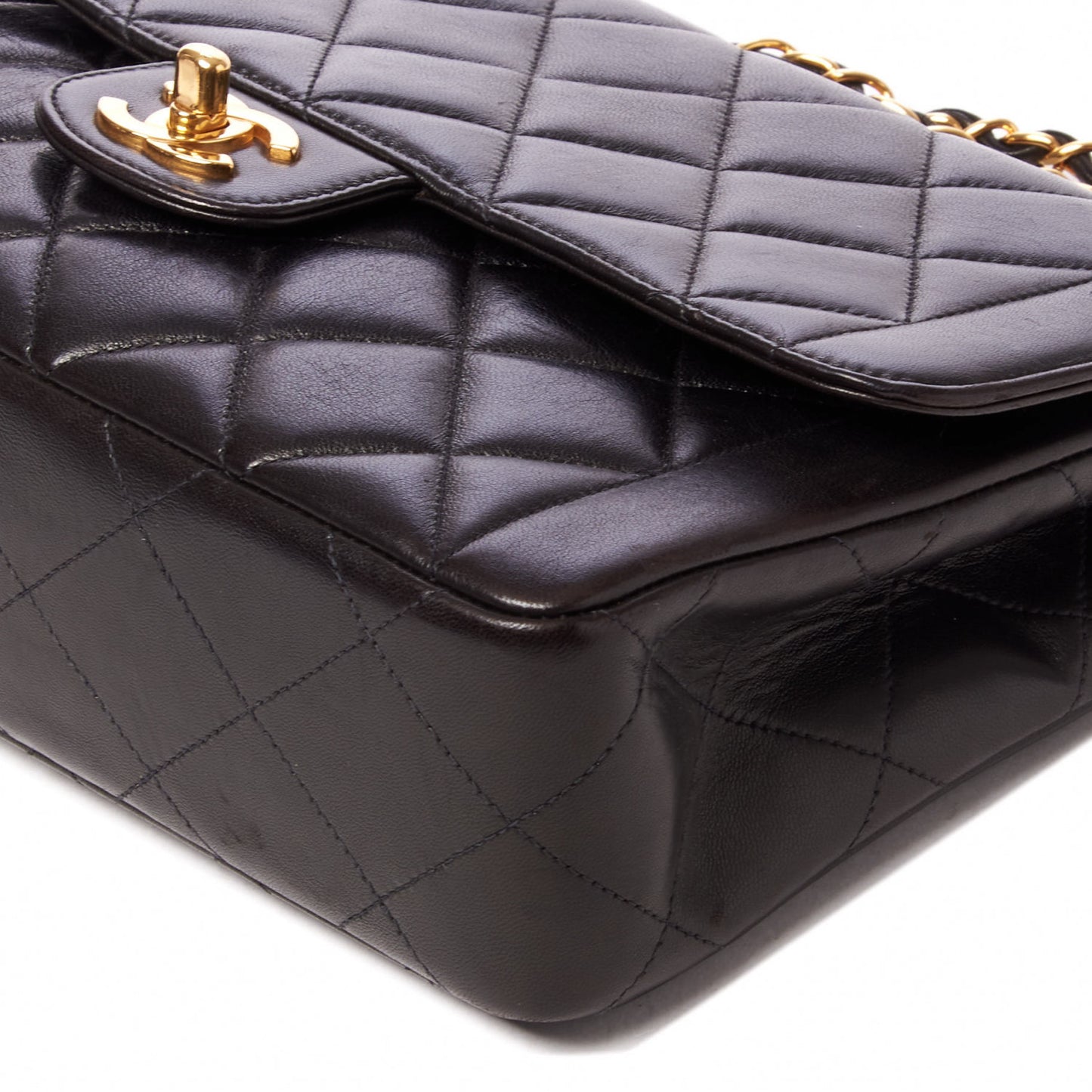 Lambskin Quilted Small Single Flap Black