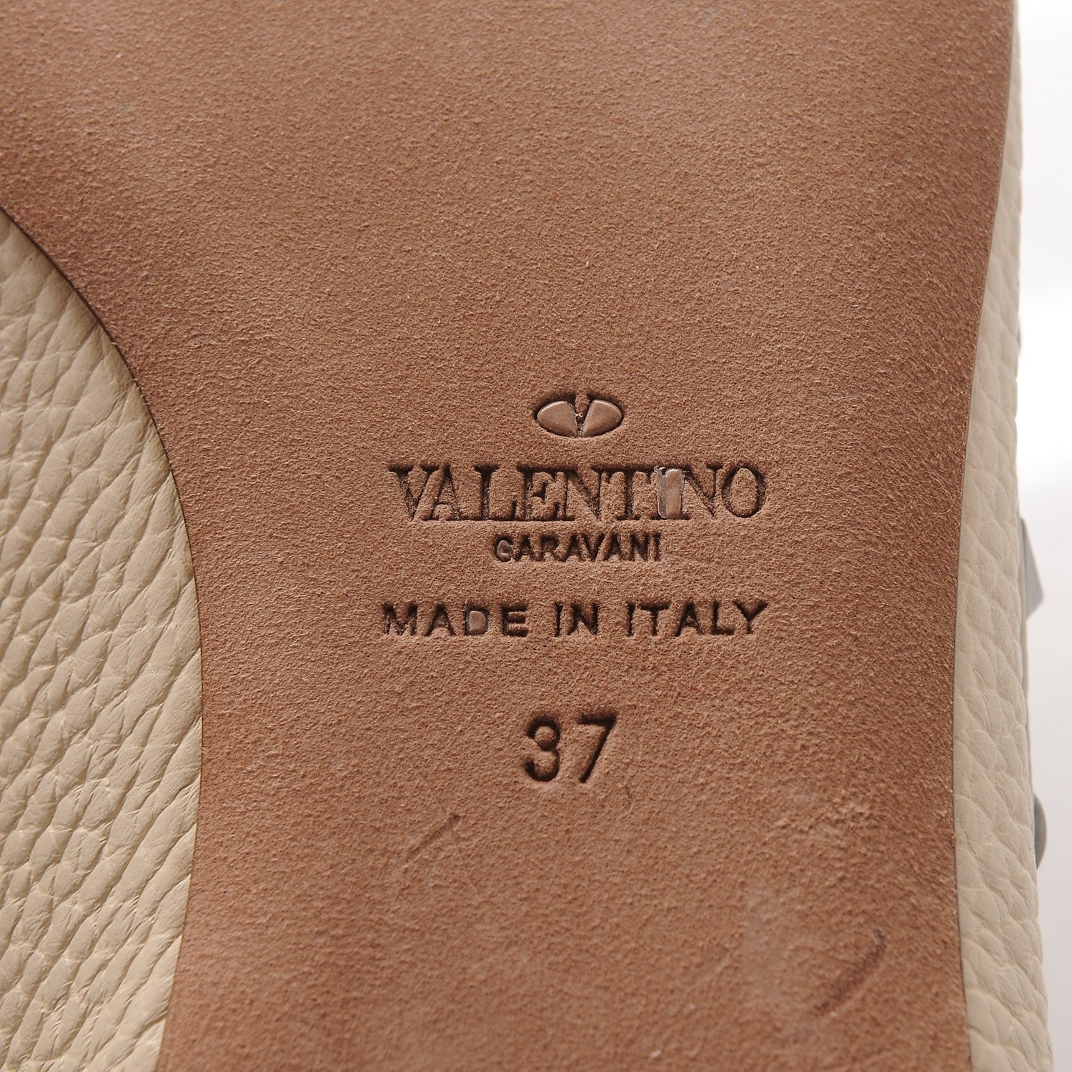 Valentino Garavani Pebbled Calfskin Rockstud Rolling Ballerina Flats 37 Ivory 6 of 9