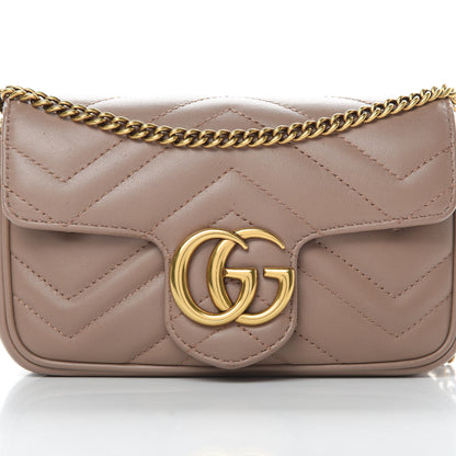 Gucci Calfskin Matelasse Super Mini GG Marmont Shoulder Bag Porcelain Rose 8 of 13