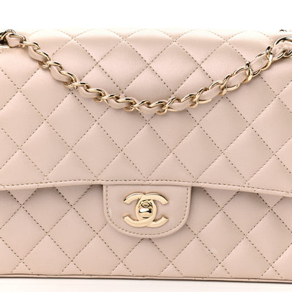 Chanel Iridescent Lambskin Quilted Medium Double Flap Beige 8 of 11
