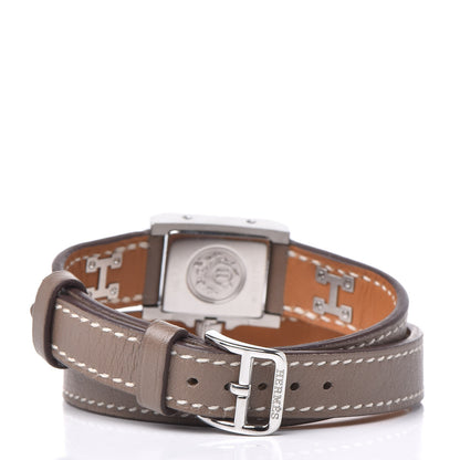 Hermes Stainless Steel Swift 16mm Medor Double Tour Quartz Watch Etoupe 4 of 9