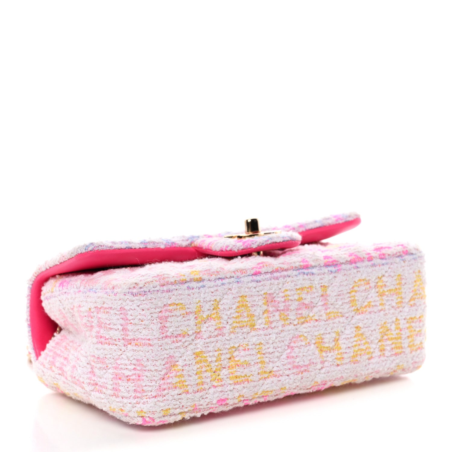 Chanel Tweed Quilted Enamel CC Logo Mini Rectangular Flap Pink Multicolor 4 of 11