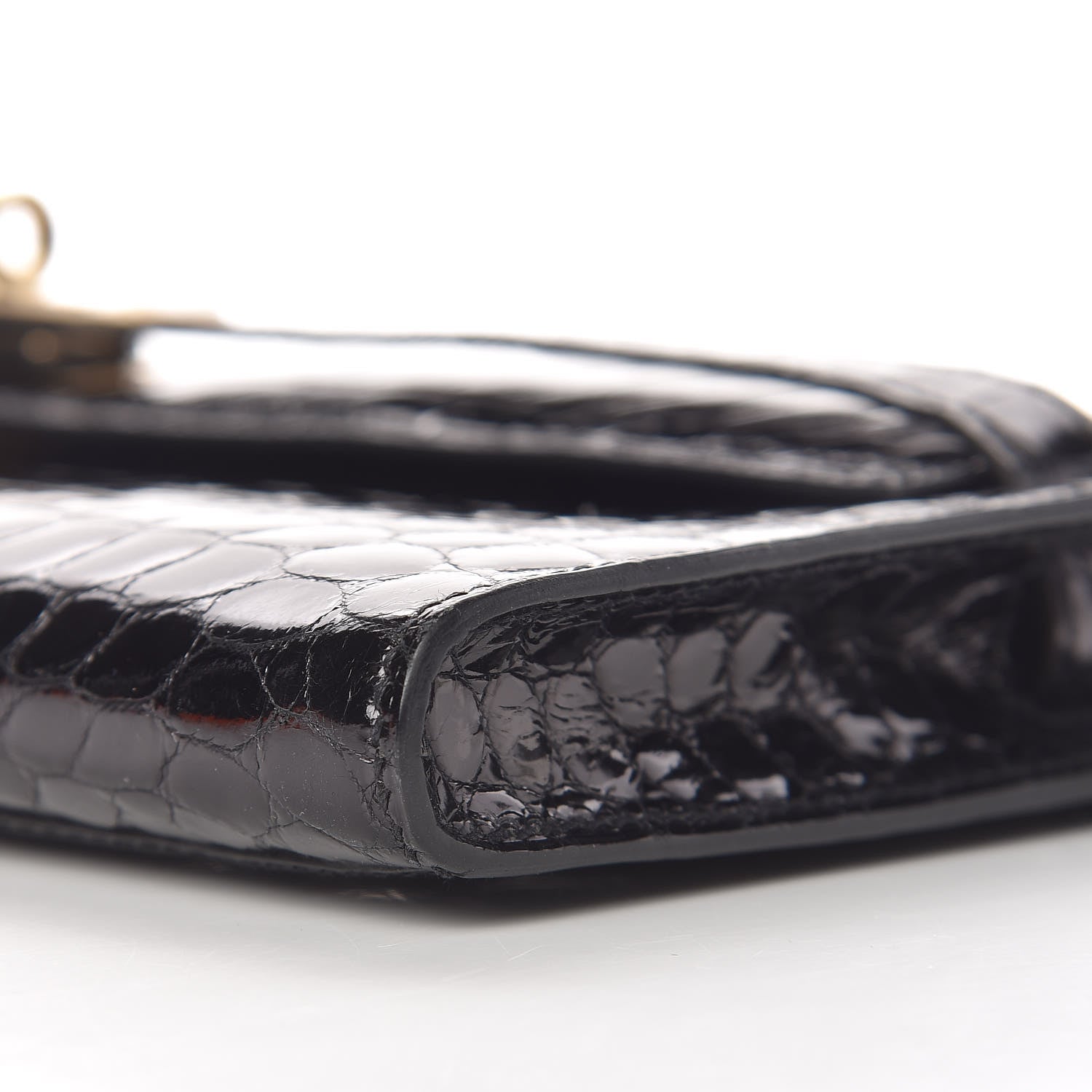 Hermes Shiny Niloticus Crocodile Kelly Cut Pochette Black 27 of 28