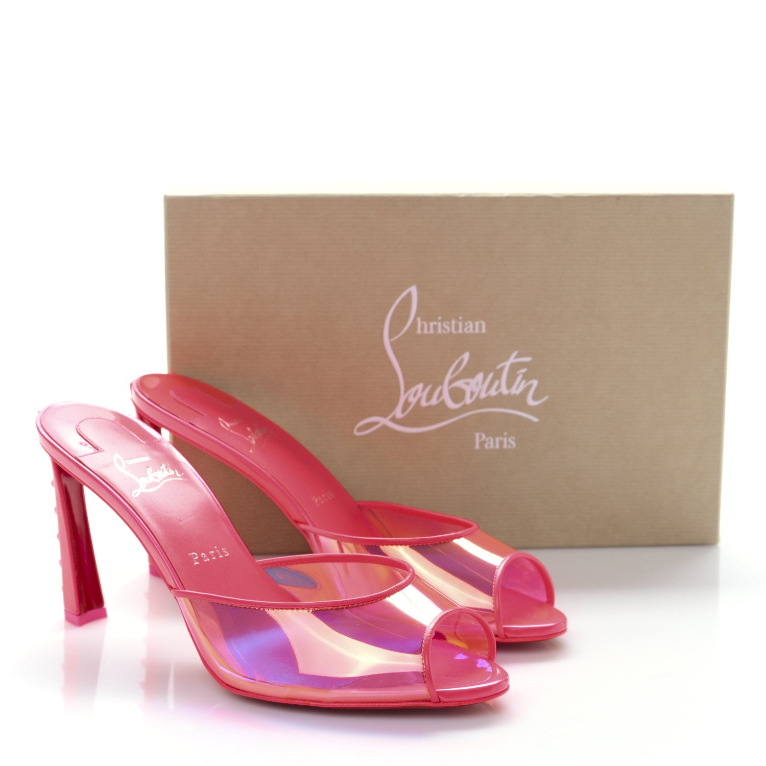 Christian Louboutin Patent Iridescent Spike 85 Slide Sandals 40
