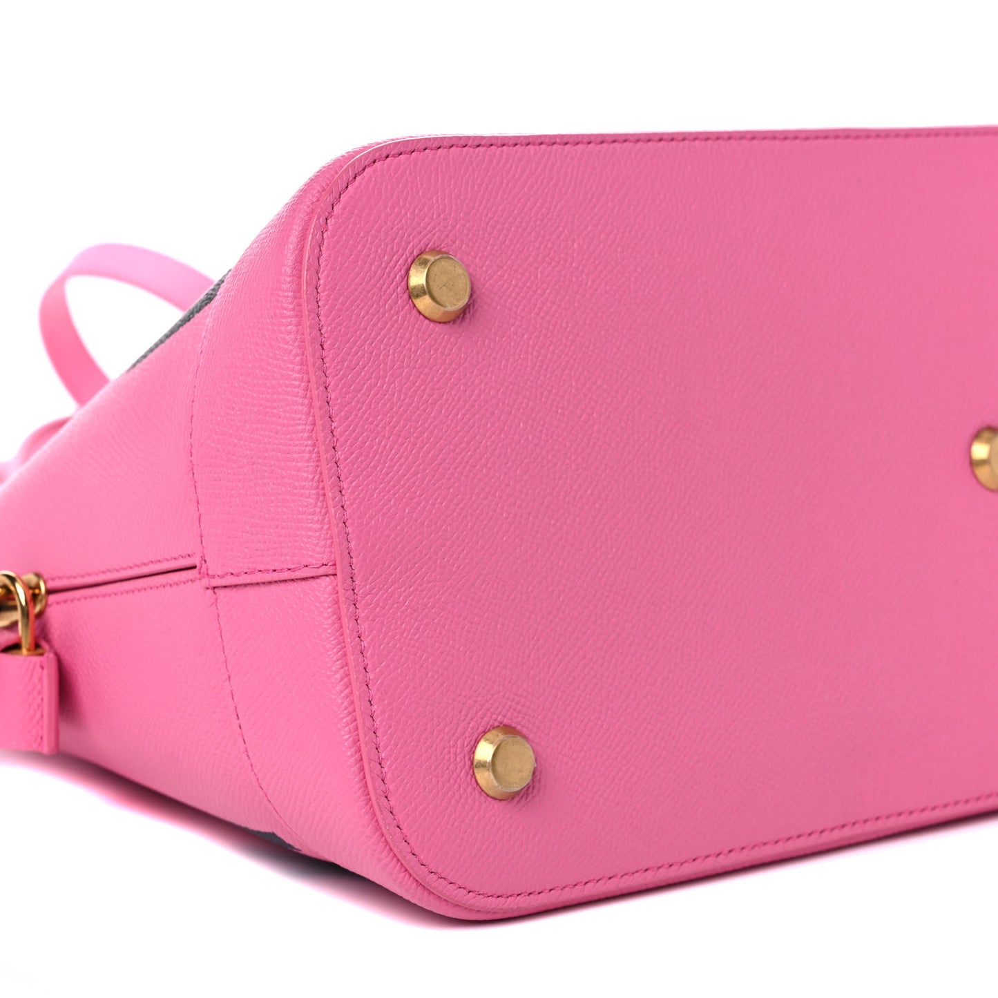 Signature Grained Calfskin Logo M Ville Top Handle Bag Acid Pink