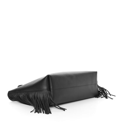 Saint Laurent Calfskin Large Fringe Shopping Tote Black 4 of 7