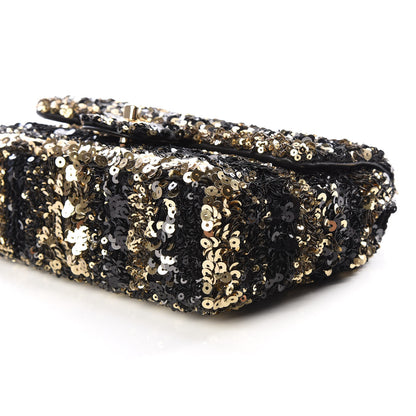 Chanel Sequin Striped Classic Mini Flap Black Gold 6 of 9