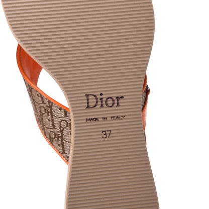 Christian Dior Calfskin Monogram Trotter Thong Sandals 37 Orange 8 of 11