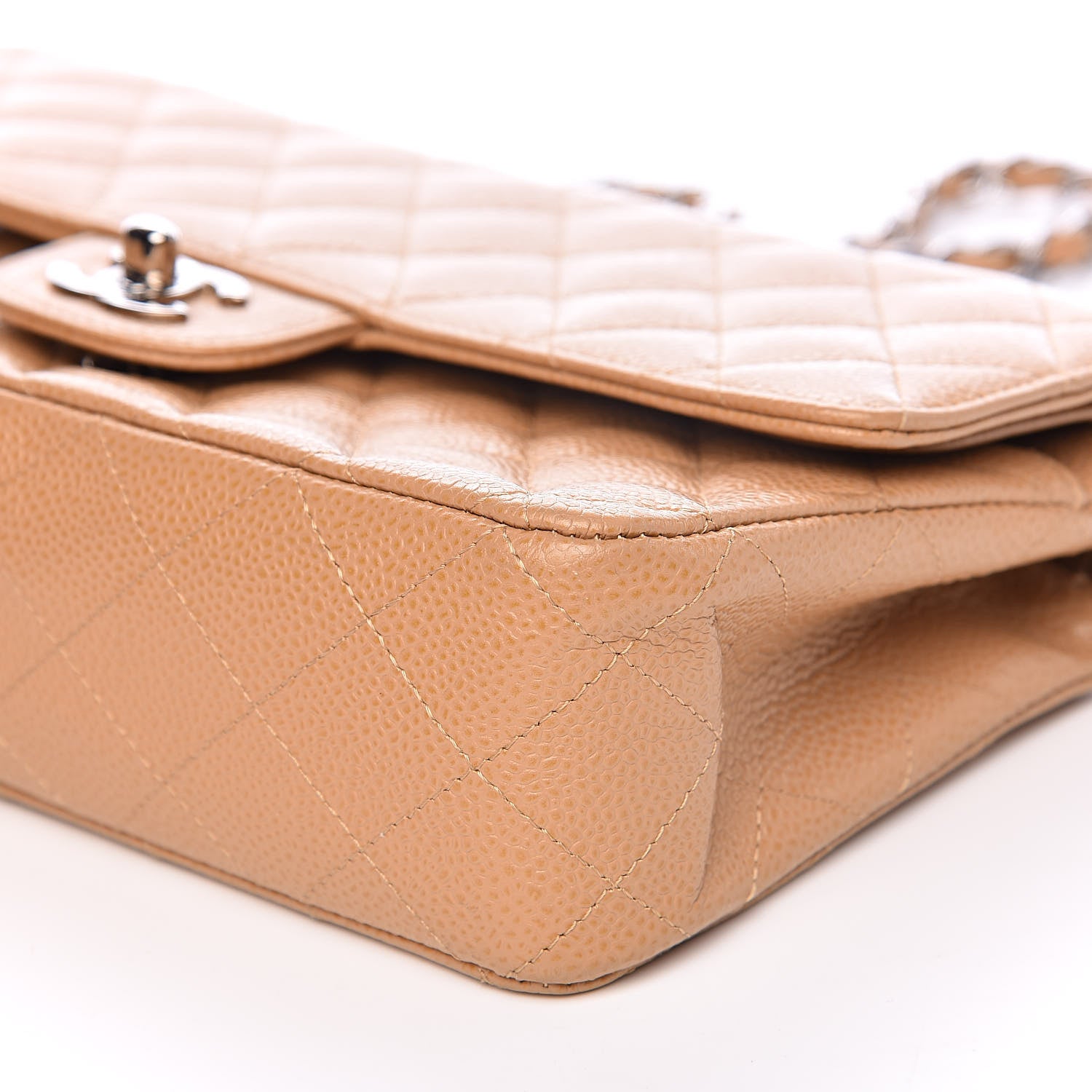 Chanel Caviar Quilted Medium Double Flap Beige 9 of 12