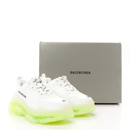 Balenciaga Fabric Mesh Clear Sole Fluo Womens Triple S Sneakers 38 White Fluo Yellow 9 of 9