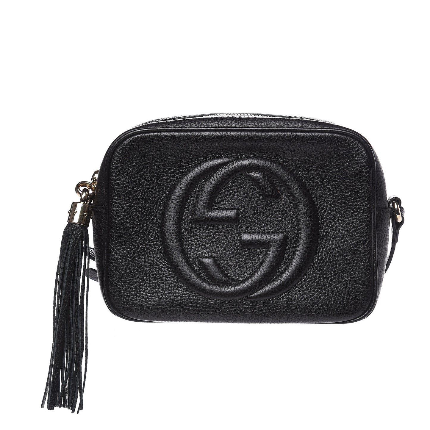 Pebbled Calfskin Small Soho Disco Bag Black