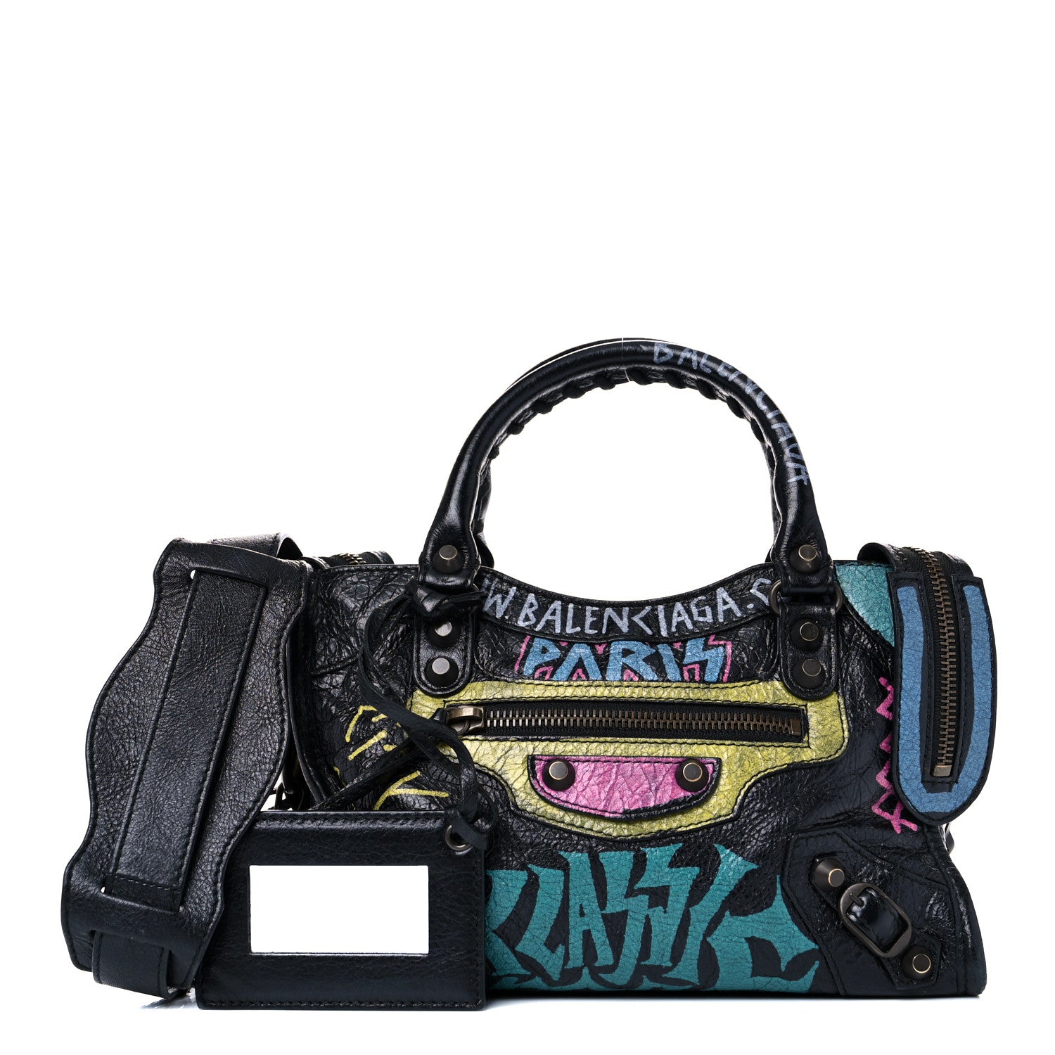 Balenciaga Agneau Arena Graffiti All Over Classic Hardware Mini City Black Multicolor 1 of 14