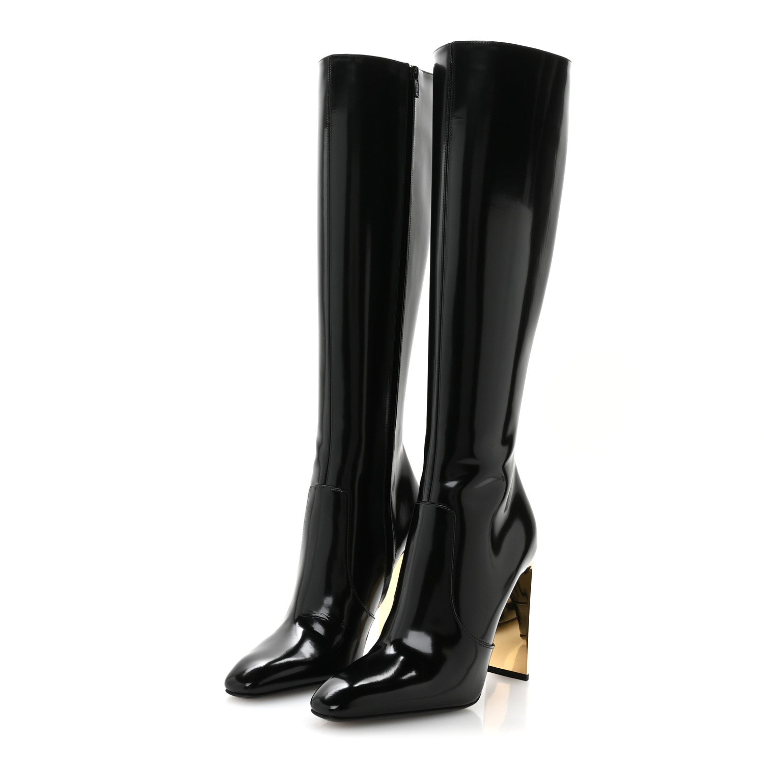 Saint Laurent Glazed Calfskin Auteuil 105mm Zip Boots 38 Black 4 of 9
