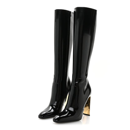 Saint Laurent Glazed Calfskin Auteuil 105mm Zip Boots 38 Black 4 of 9