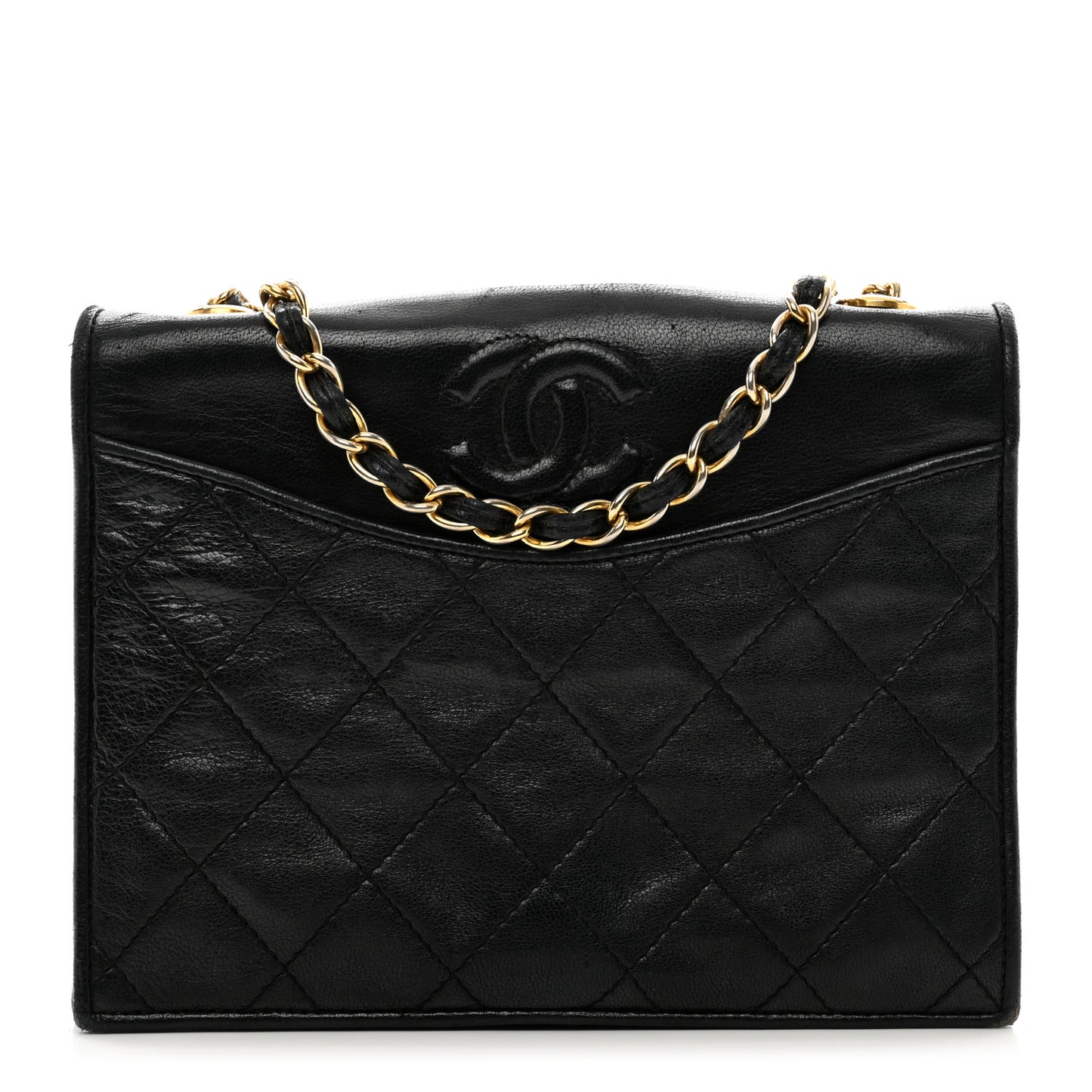 Lambskin Quilted CC Small Single Flap Black