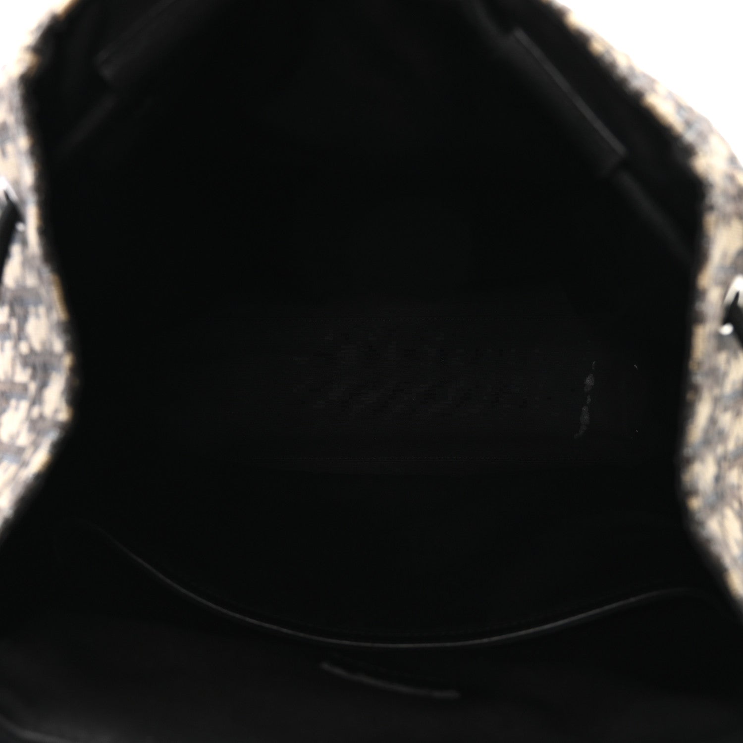 Christian Dior Oblique Jacquard Grained Calfskin Drawstring Saddle Backpack Beige Black 5 of 11