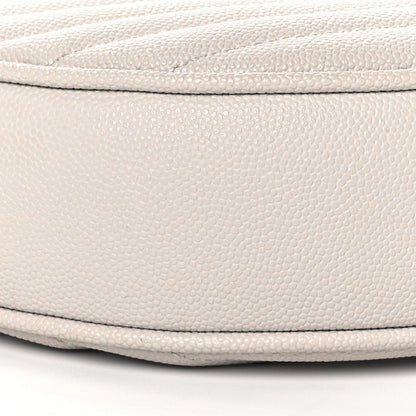Saint Laurent Grain De Poudre Matelasse Chevron Quilted Round Vinyle Camera Bag Blanc Vintage 8 of 9