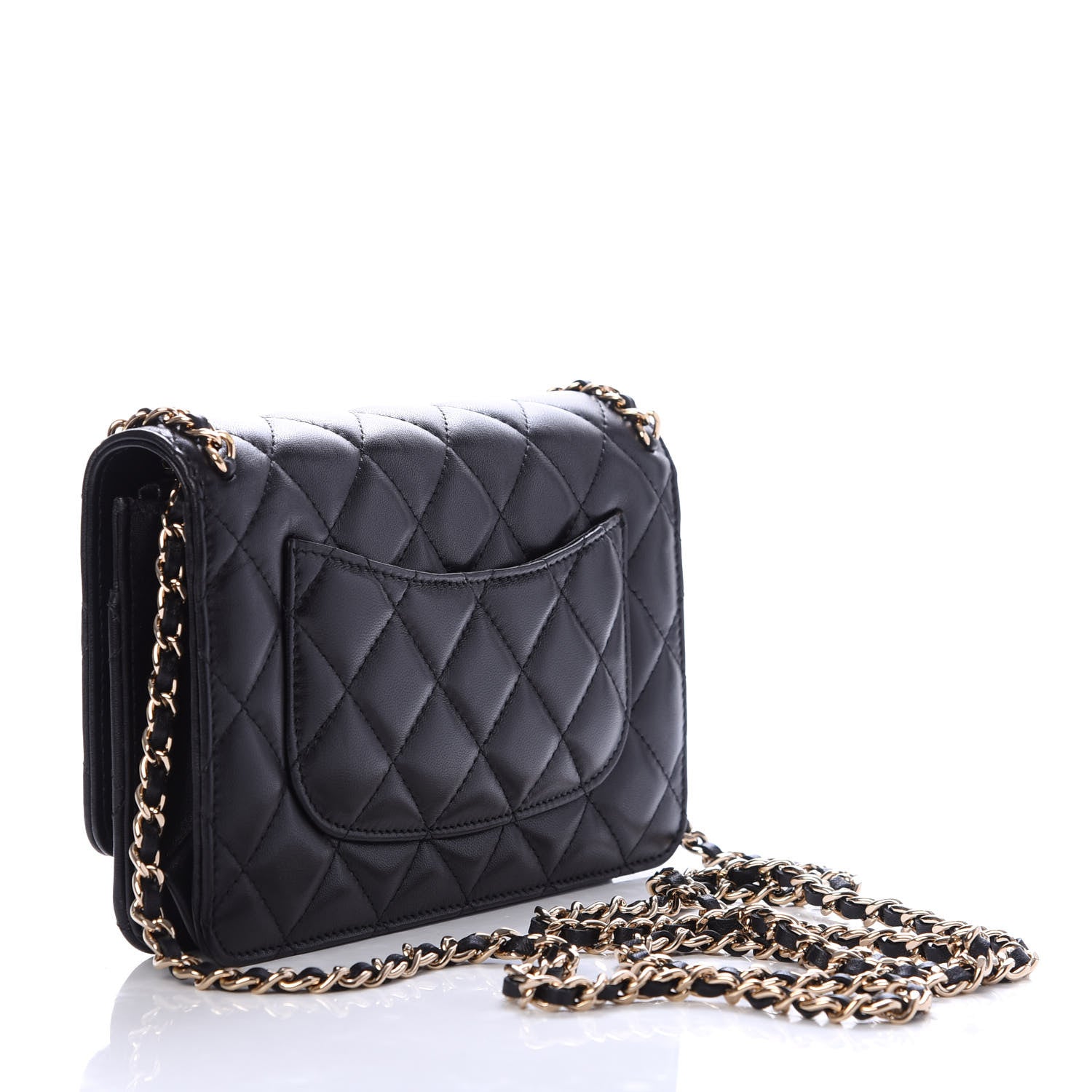 Chanel Lambskin Quilted Chain Around Wallet On Chain WOC Black 3 of 11