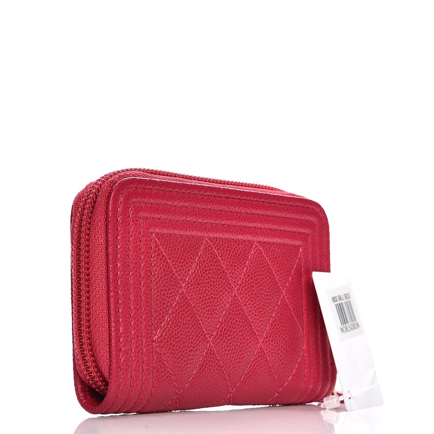 Caviar Quilted Boy Zip Around Coin Purse Wallet Fuchsia
