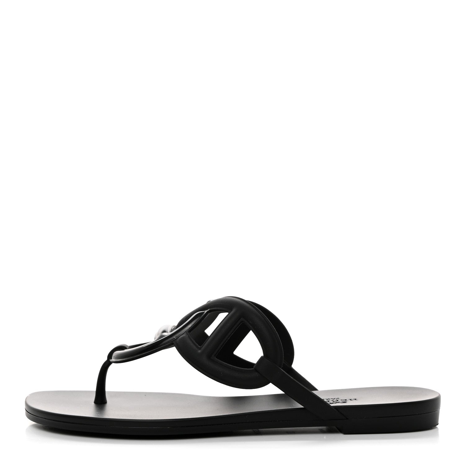 Hermes Rubber Womens Egerie Sandals 36 Black 1 of 9