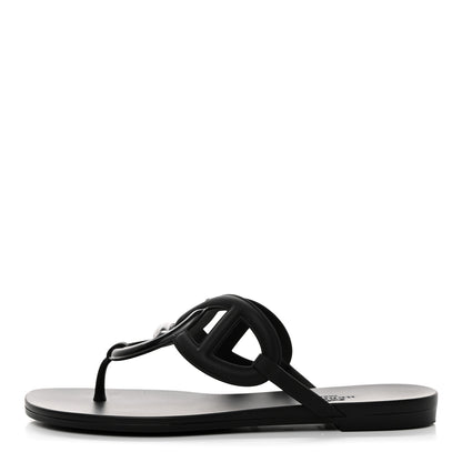 Hermes Rubber Womens Egerie Sandals 36 Black 1 of 9