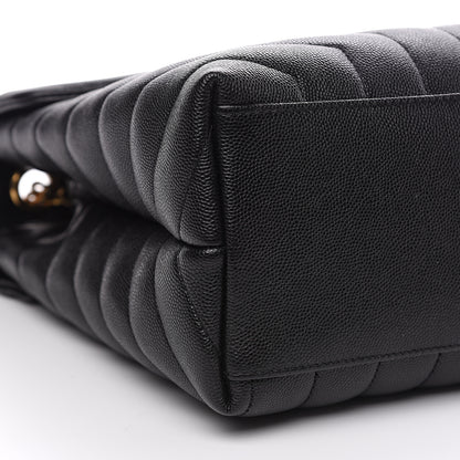 Saint Laurent Grain de Poudre Calfskin Y Quilted Monogram Medium Loulou Chain Satchel Black 8 of 9