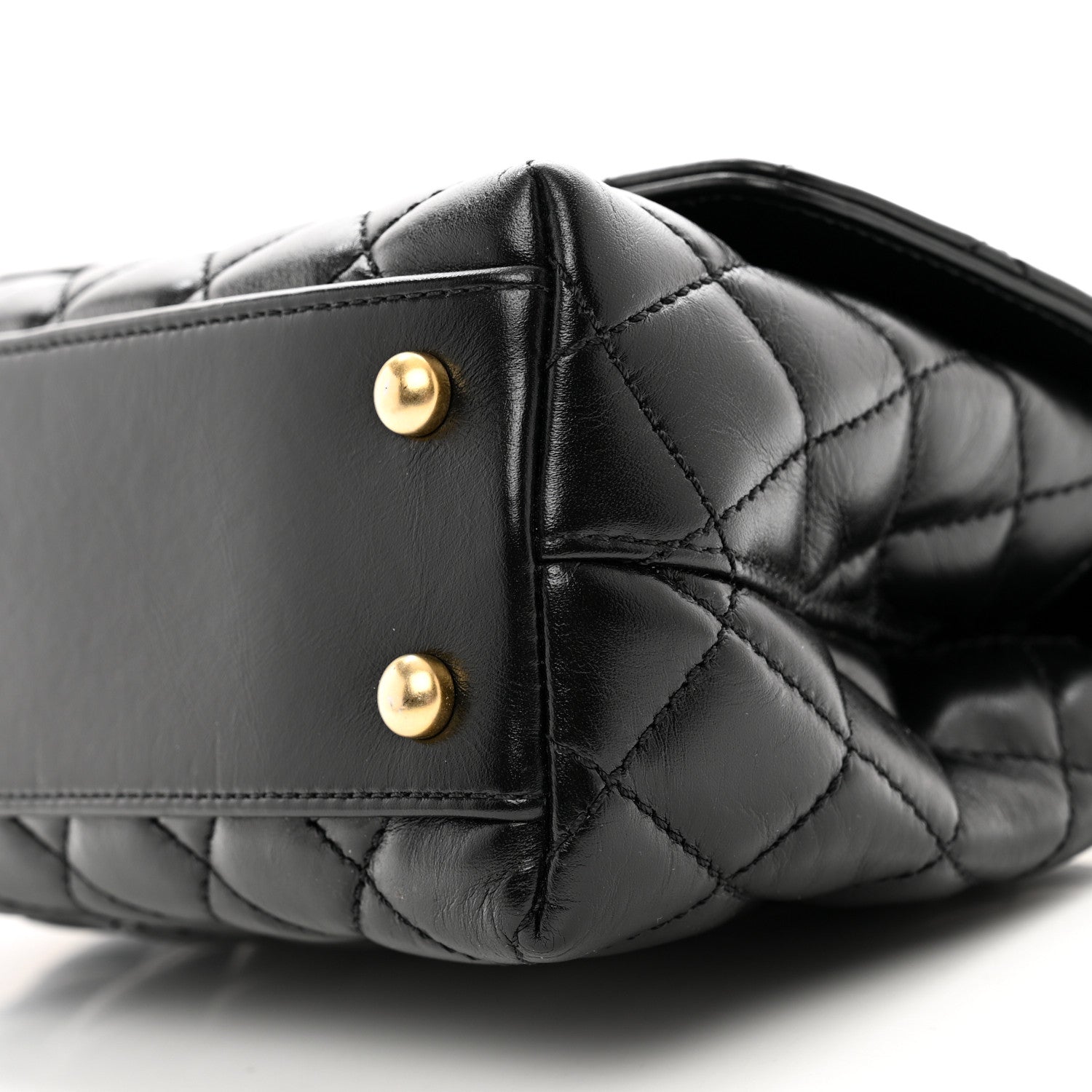 Chanel Calfskin Quilted Mini Logo Coco Handle Flap Black 10 of 10