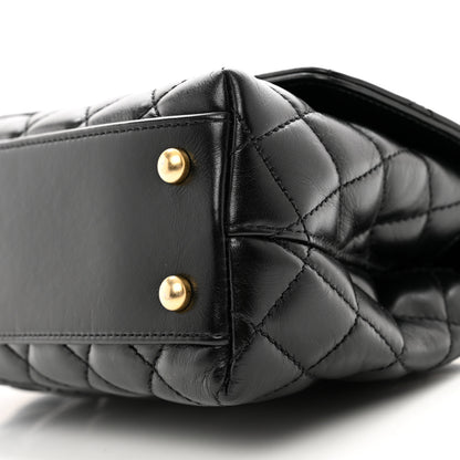 Chanel Calfskin Quilted Mini Logo Coco Handle Flap Black 10 of 10