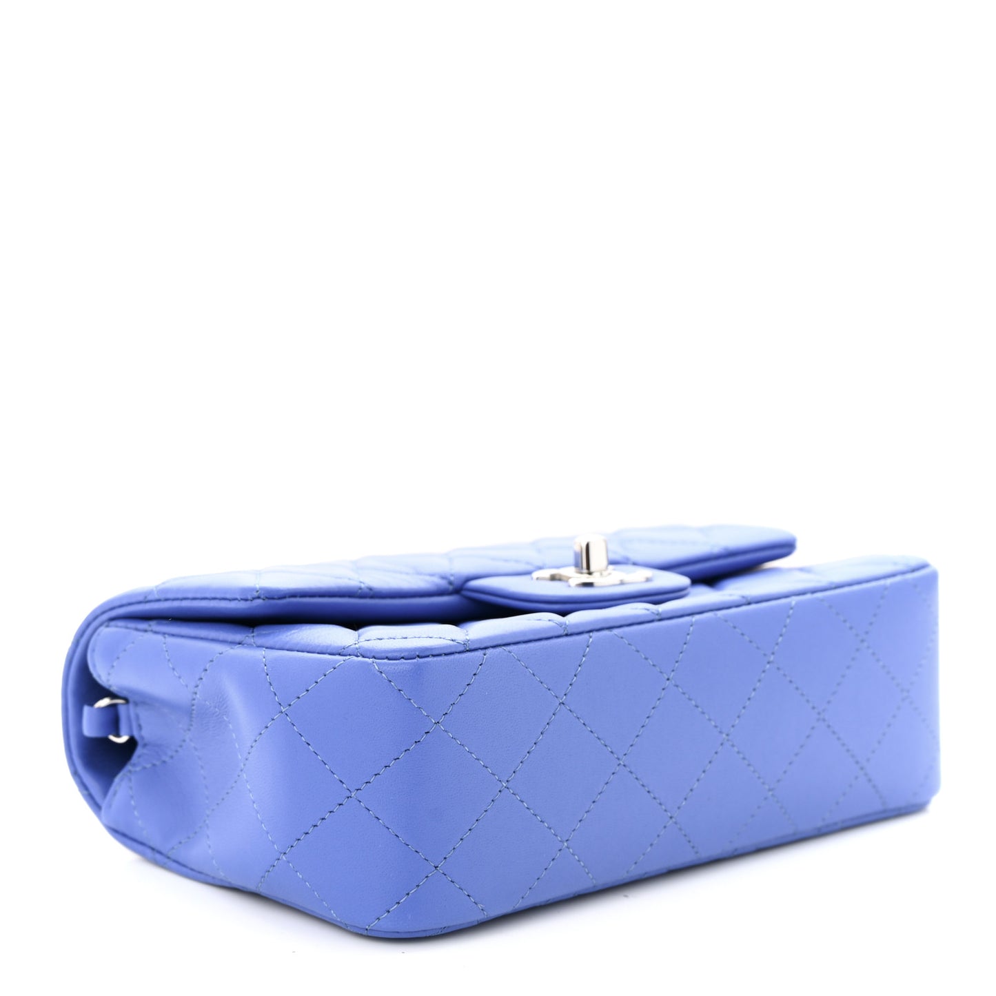 Lambskin Quilted Mini Rectangular Flap Light Blue
