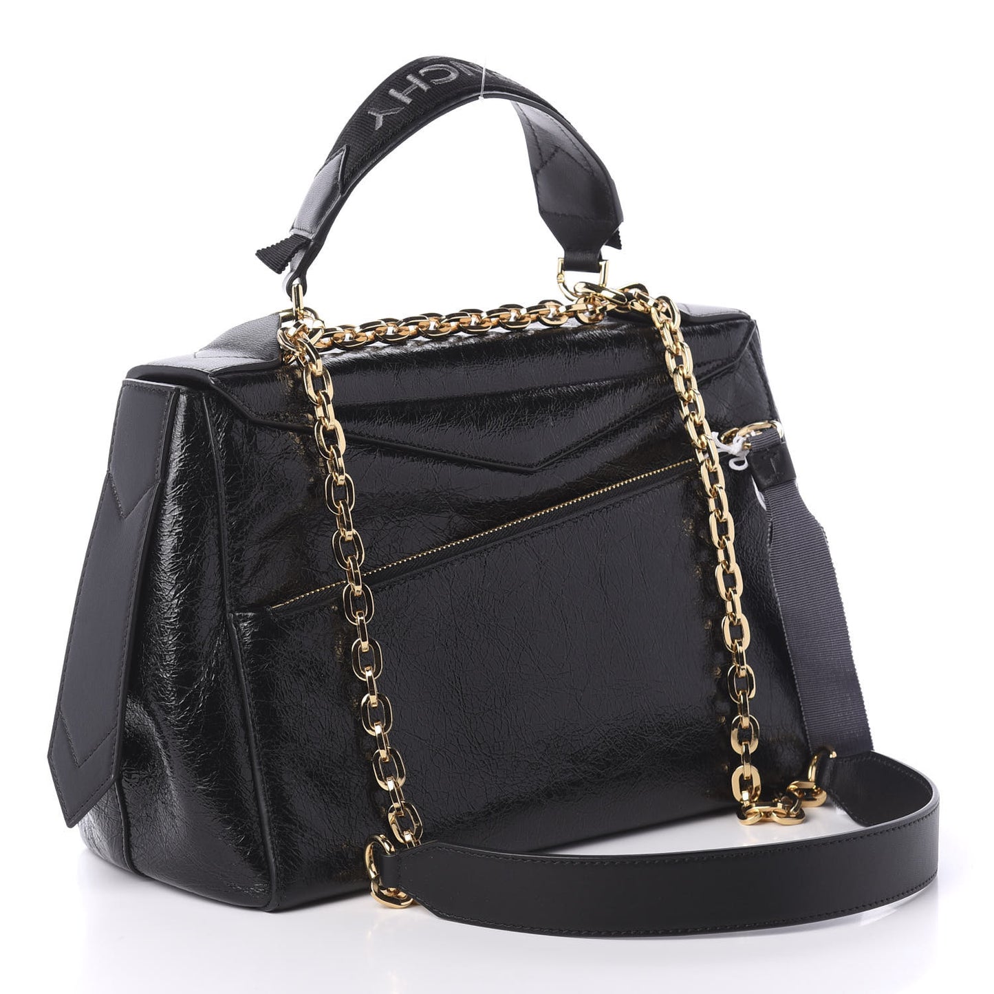 Creased Patent Calfskin Medium ID Flap Black