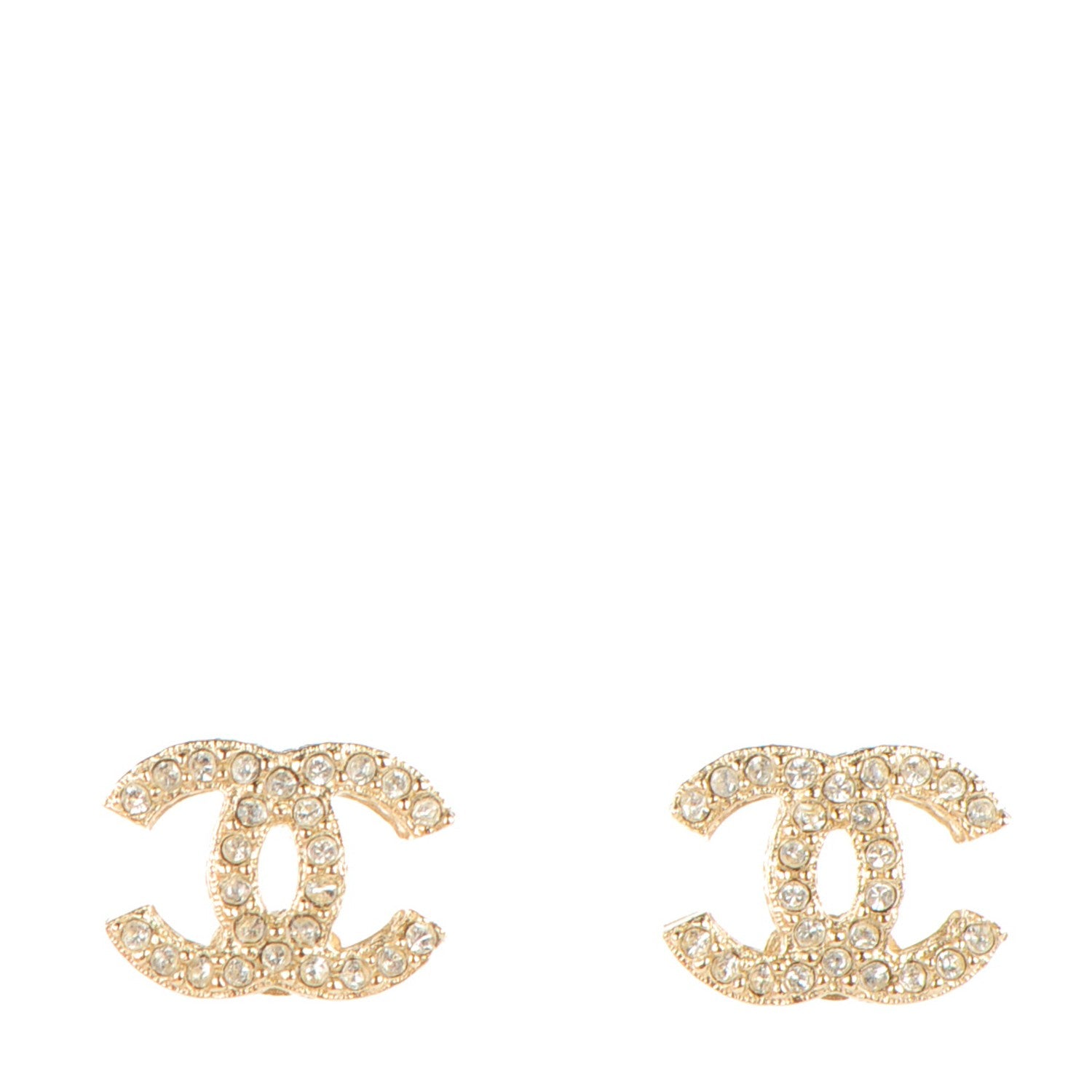 Chanel Crystal Timeless CC Earrings Gold 1 of 5