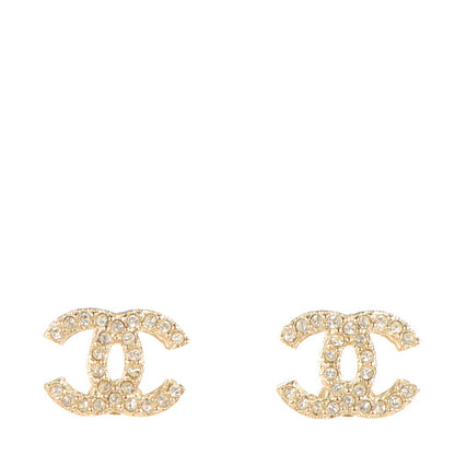 Chanel Crystal Timeless CC Earrings Gold 1 of 5