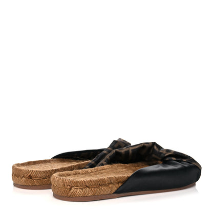 Fendi Satin FF Twist Espadrille Slide Sandal 37 Black Tobacco 4 of 7