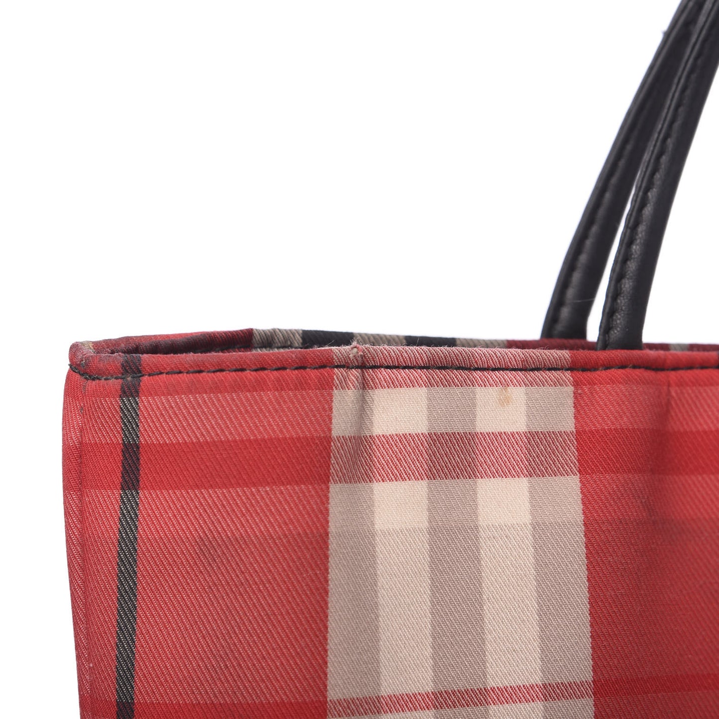 Canvas Check Tote Red