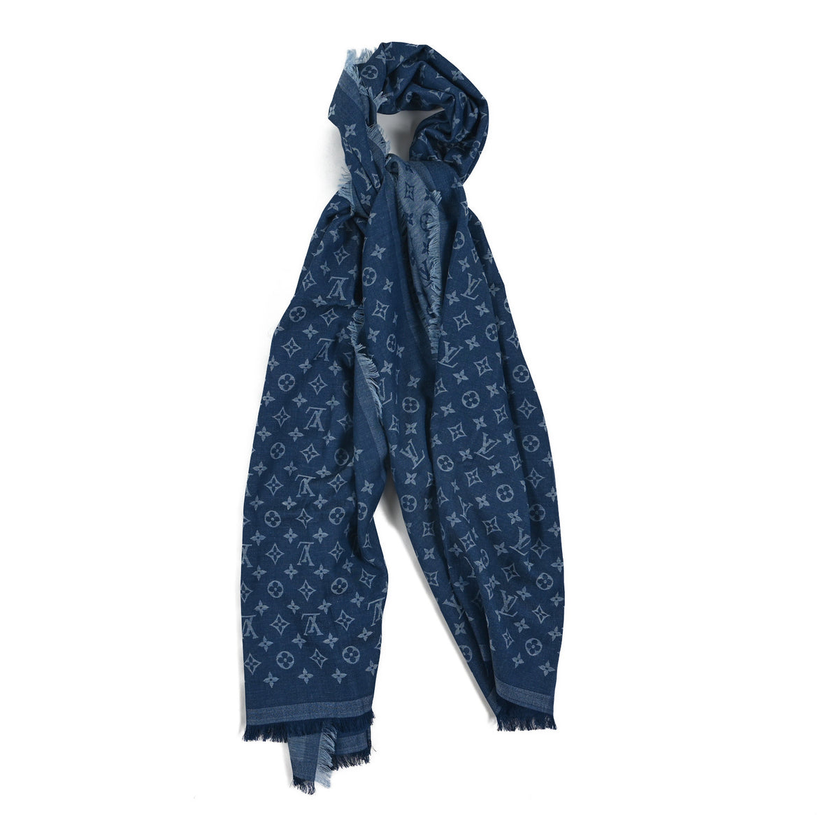 Cotton Monogram Essential Stole Blue