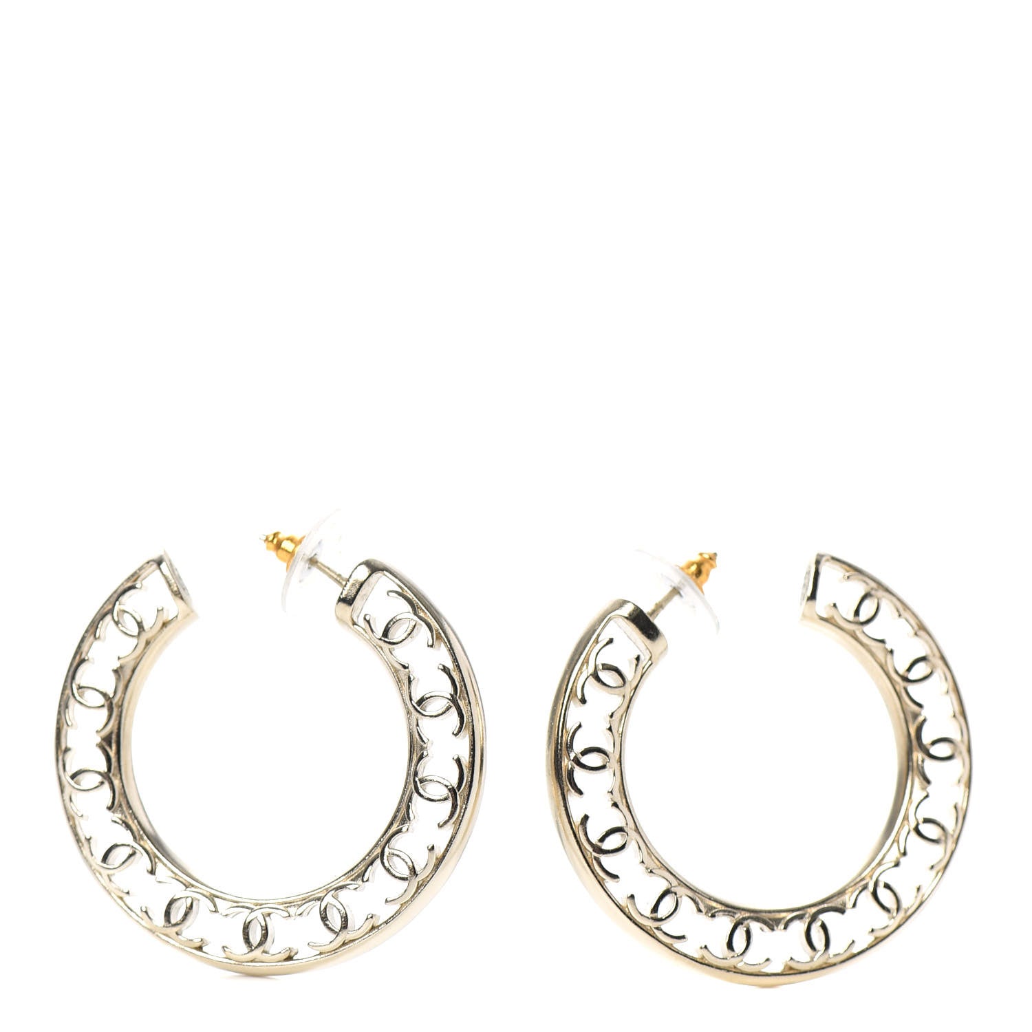 Chanel CC Hoop Earrings Gold 1 of 5