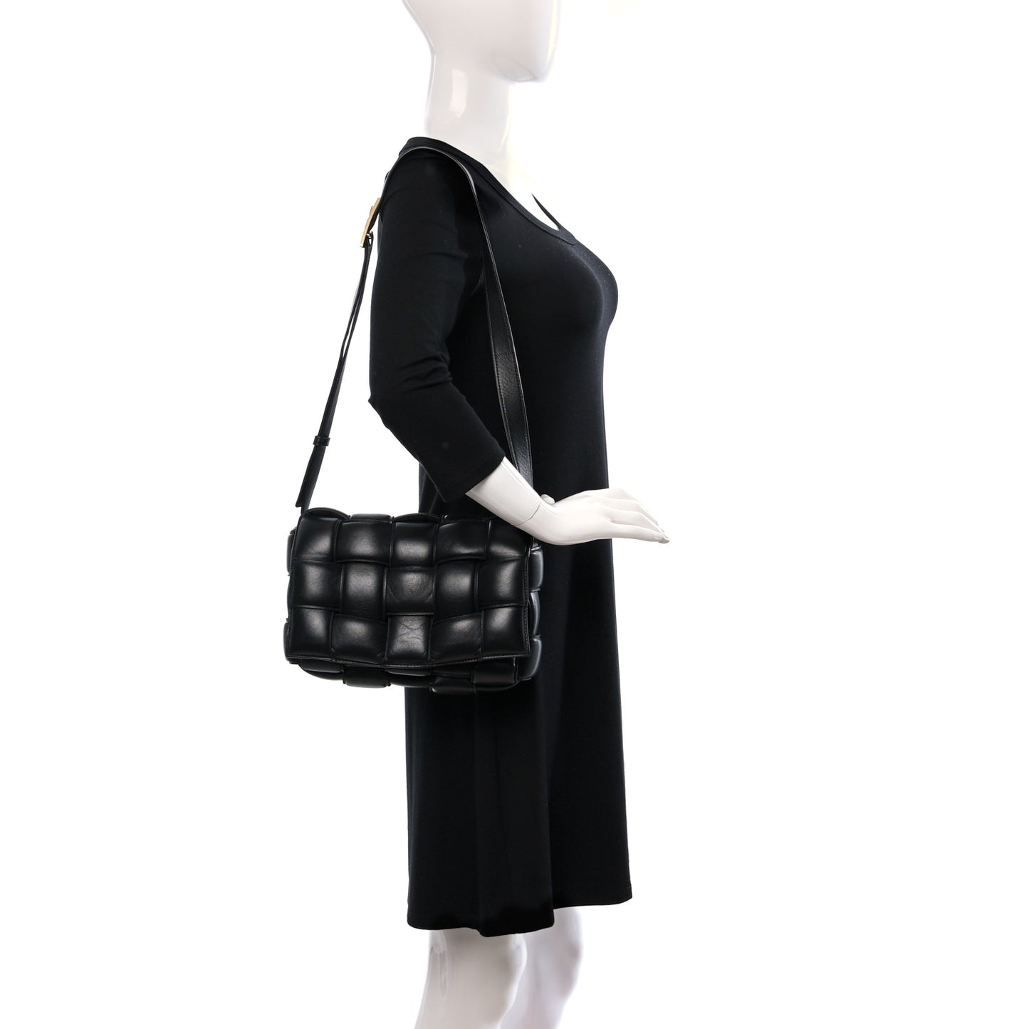 Nappa Maxi Intreccio Padded Cassette Crossbody Bag Black