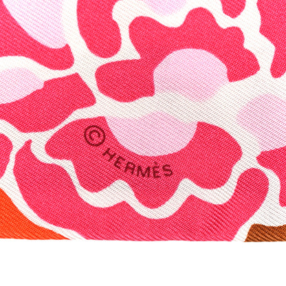 Hermes Silk Bingata Twilly Fuchsia Corail Brun 3 of 4