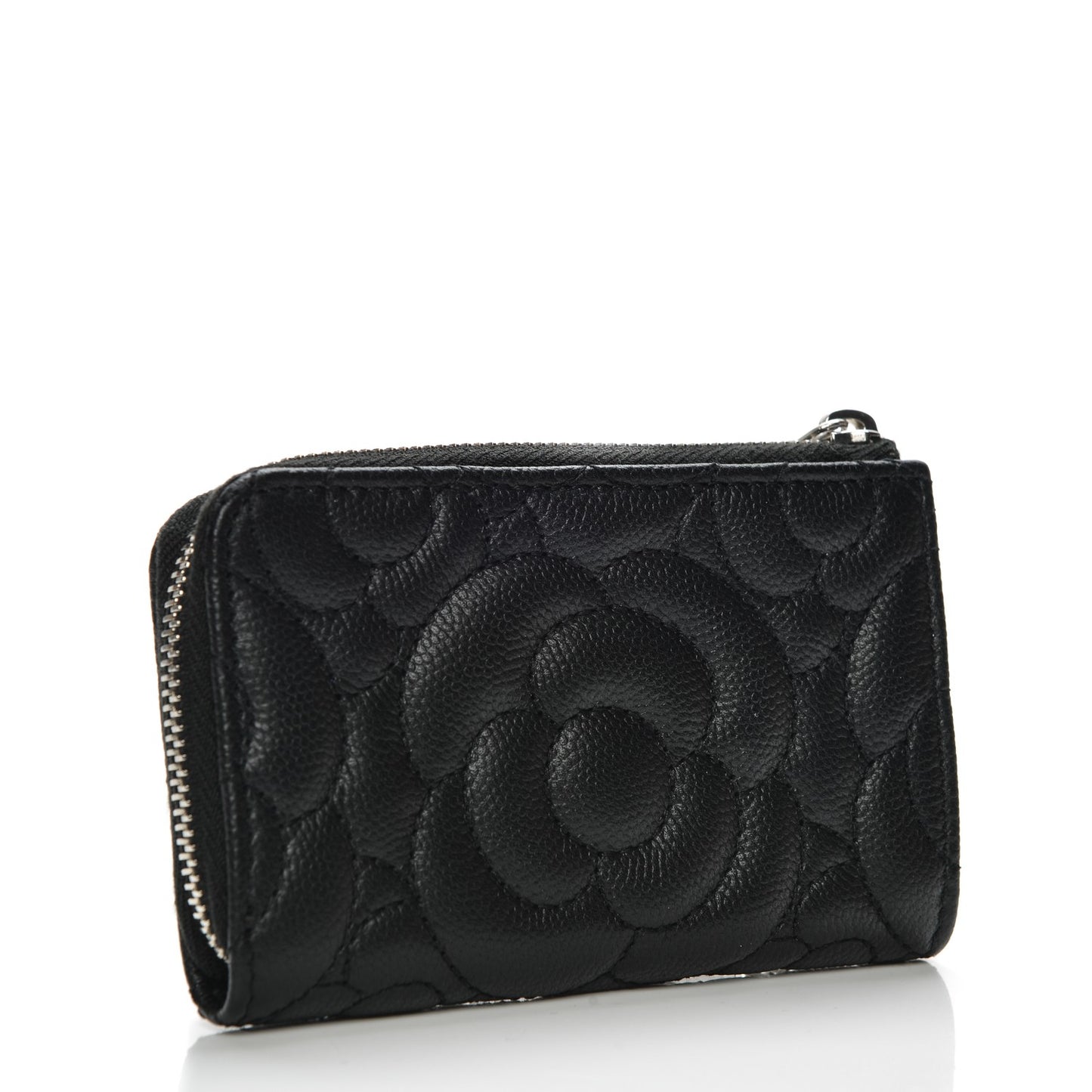 Caviar Camellia Quilted Key Holder Case Black